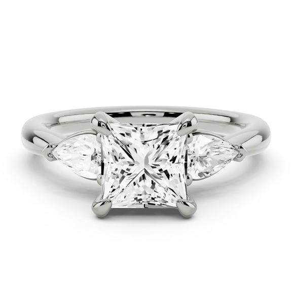 Kalapi Jewel 1.6 Ct Princess Cut Three-Stone Lab-Created Simulated Diamond Wedding Ring 14K White Gold Plated