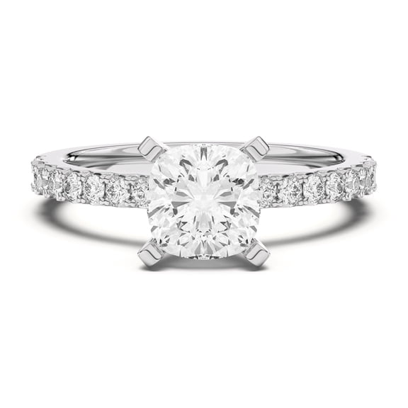 Kalapi Jewel 1.92 Ct Cushion Cut Lab-Created Simulated Diamond Solitaire Engagement Ring 14K White Gold Plated Band for Women
