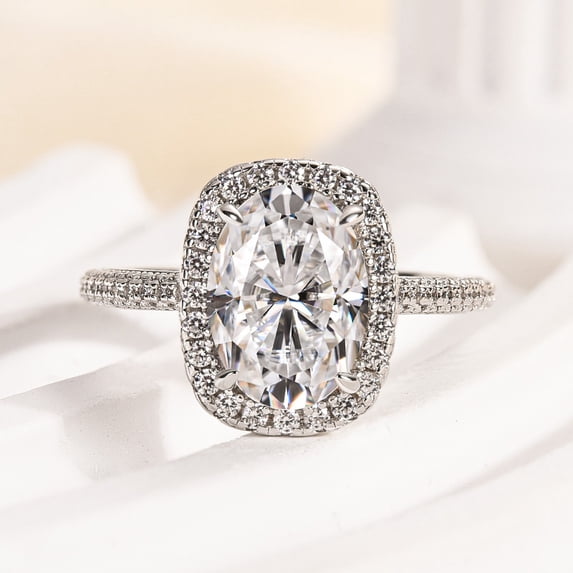 Kalapi Jewel 14K White Gold Oval Cut Engagement Ring for Women – 1.8 Ct Moissanite – Elegant 3-Stone Radiant Style Prong-Set Wedding Ring for Gift, Bridal, Promise
