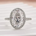 thumbnail image 1 of Kalapi Jewel 14k White Gold Plated Ring - 2.4 Ct Oval Cut E-F/VVS1 Moissanite Women's Engagement Ring - Solitaire with Accents Halo Wedding Ring - The Perfect Match for Her Heart, 1 of 4