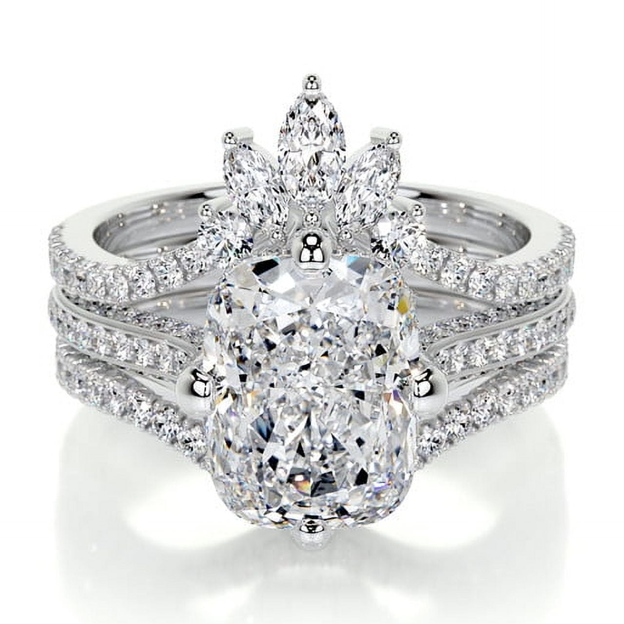 14 Karat Carat Cushion Cut Diamond Ring Brig Jewel 14K White