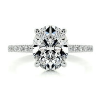 Kalapi Jewel Oval Cut Excellent 2.` Ct Diamond Ring - Wedding Ring - Silver 14K White Gold Plated Ring for Her - Solitaire with Accent Diamond Ring for Women's - Hidden Halo Diamond Ring for Women's