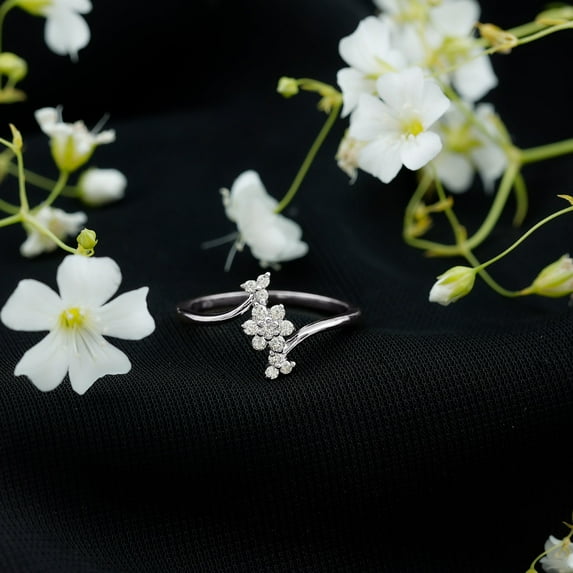 Kalapi Jewel 1.3 Ct Round Moissanite Engagement Wedding Jewelry for Women's - 14K White Gold Plated Rings Gift for Her Special Occasion - Daily Wear Bypass Minimalist Rings