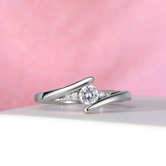 Kalapi Jewel 1.4 Ct Round Cut Moissanite Engagement Ring - 14K White Gold Plated Solitaire Wedding Ring for Women's - Solitaire Wedding Ring for Women's - Elegant Jewelry Gift for Her
