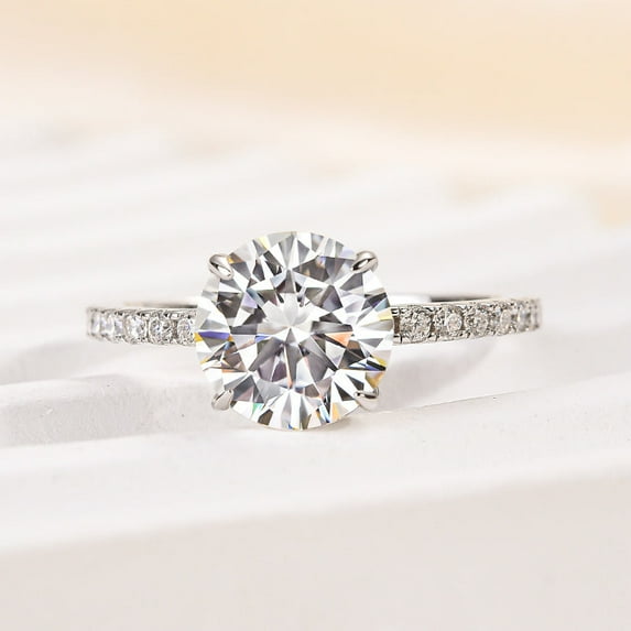 Kalapi Jewel 1.5 Ct Moissanite Engagement Halo Ring - 14K White Gold Plated Round Cut Ring - Elegant Moissanite Jewelry - Perfect Gift for Proposals or Anniversaries - Timeless Bridal Ring