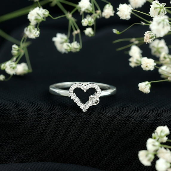 Kalapi Jewel 1.5 Ct Moissanite Engagement Ring for Women's - 14K White Gold Plated Heart Cut Ring for Women's - Heart Shape Ring for Weddings and Anniversaries - Proposal Ring for Her