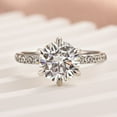 thumbnail image 1 of Kalapi Jewel 1.5 Ct Round Cut Moissanite Hidden Halo Ring - 14K White Gold Plated Engagement Ring for Women's - Exquisite Bridal Jewelry - Gifts for Weddings or Special Celebrations, 1 of 3
