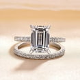 thumbnail image 1 of Kalapi Jewel 1.7 Ct Moissanite Engagement Ring Set for Women's - Exquisite Emerald Cut Ring Set - 14K White Gold Plated Ring Set - Beautiful Gift for Engagement or Birthday Celebration, 1 of 3