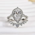 thumbnail image 1 of Kalapi Jewel 1.9 Ct Pear Cut Moissanite Halo Ring for Her - 14K White Gold Plated Engagement Jewelry - Anniversary Curved Band Set - Unique Gift for Women's Special Day - Proposal Ring, 1 of 3