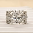 thumbnail image 1 of Kalapi Jewel 14K White Gold Plated Engagement Ring for Her - 1.6 Ct Oval Cut Moissanite Anniversary Set with Enhancer Band - Jewelry for Women's Engagement - Memorable Gift for Love, 1 of 4