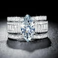 thumbnail image 1 of Kalapi Jewel 14K White Gold Plated Ring Trio Set - 1.7 Ct Marquise Cut Moissanite Engagement Ring Trio Set - Dazzling Bridal Jewelry for Women - Gift for Proposals or Romantic Gifts, 1 of 3