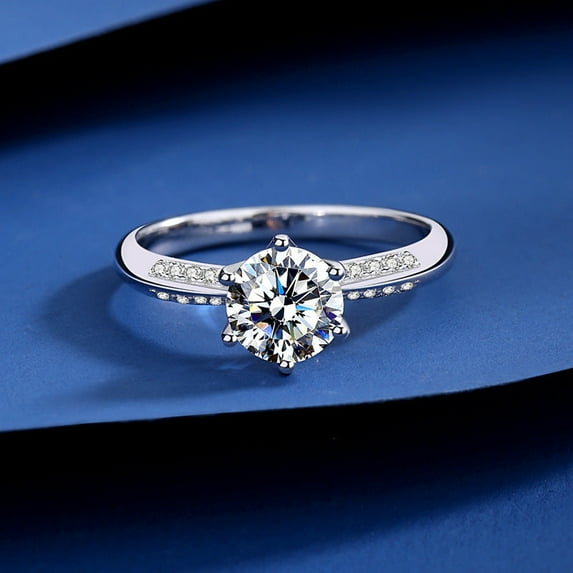 Kalapi Jewel 14K White Gold Plated Solitaire Engagement Ring for Women – 1.4 Ct Round Cut Moissanite Solitaire with Prong Setting – Elegant Wedding, Promise & Gift Jewelry