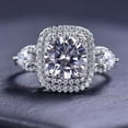 thumbnail image 1 of Kalapi Jewel Round Cut Moissanite 1.5 Ct Engagement Double Halo Ring Set for Women's - Three Stone Solitaire Ring - Moissanite Ring for Engagement - 14K White Gold Plated Anniversary Gift, 1 of 3