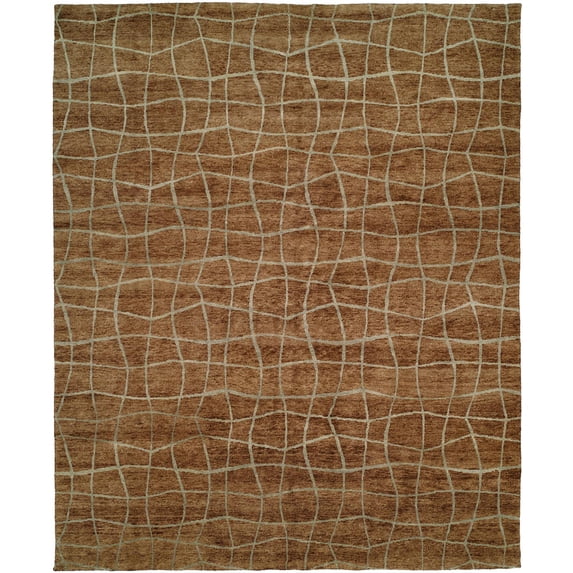 Kalaty Jade Area Rug JD-663 Brown Lined Waves 8' x 10' Rectangle