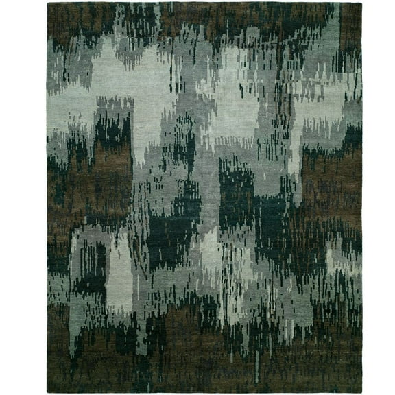 Kalaty Natori Dynasty Area Rug ND-306 Contemporary Blue Geometric, Blue, 4' x 6'