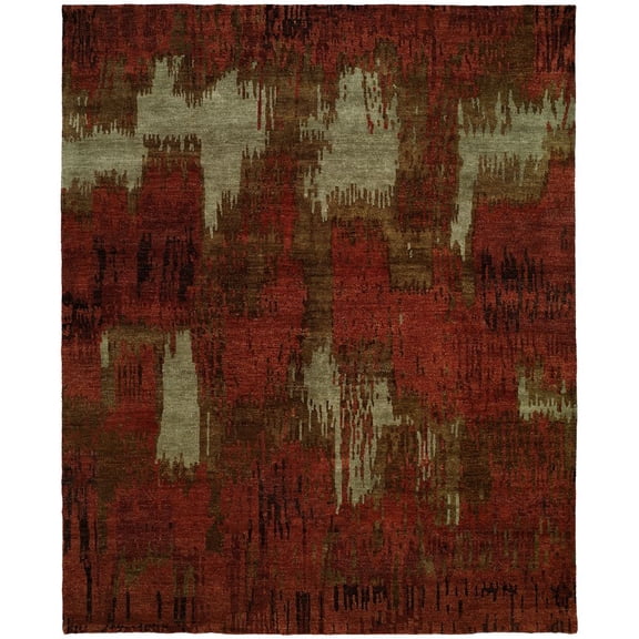 Kalaty Natori Dynasty Area Rug ND-307 Contemporary Red Geometric, Red, 3' x 5'