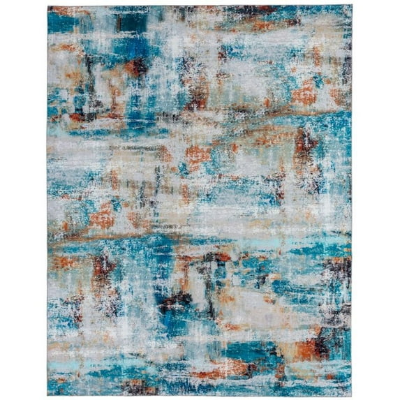 Kalaty Omnia Area Rug OM-876 Contemporary Blue Geometric, Blue, 9' x 12'