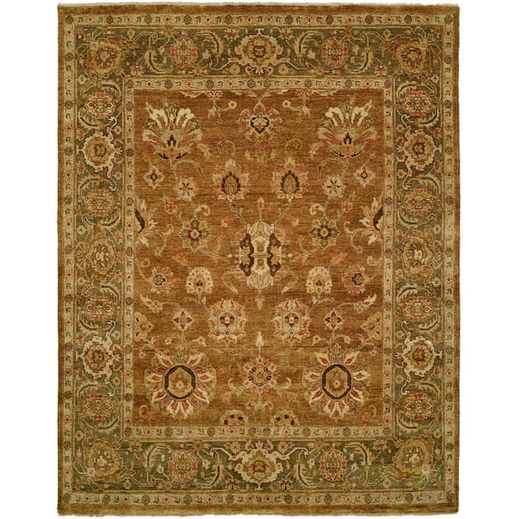 Kalaty Oushak Area Rug OU-452 Gbrgrn Bulbs Leaves 6' x 9' Rectangle