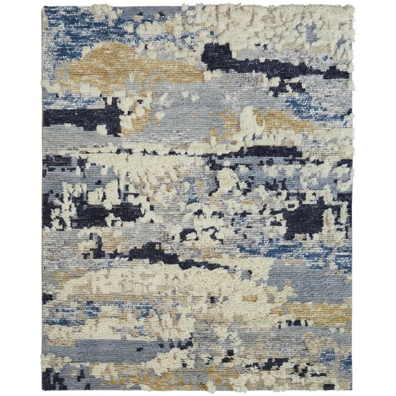 Kalaty Polaris Area Rug PO-015 Blue Tones Smeared Stained 3' 6" x 5' 6" Rectangle