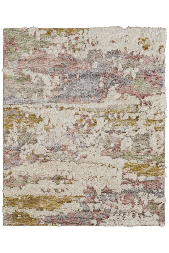 Polaris Area Rug PO-018 Rose Multi Distressed Layered 2' 6" x 10' Rectangle
