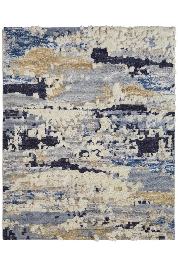 Polaris Area Rug PO-015 Blue Tones Smeared Stained 2' x 3' Rectangle
