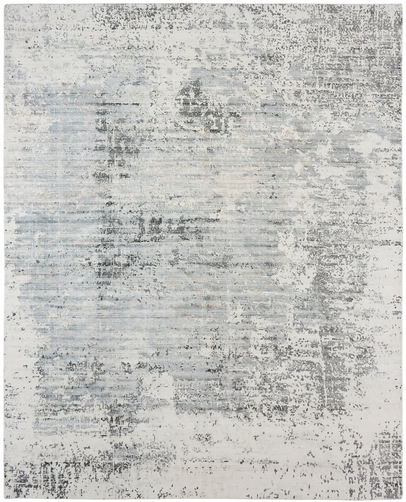 Gray and Sky Abstract High Pile Area Rug