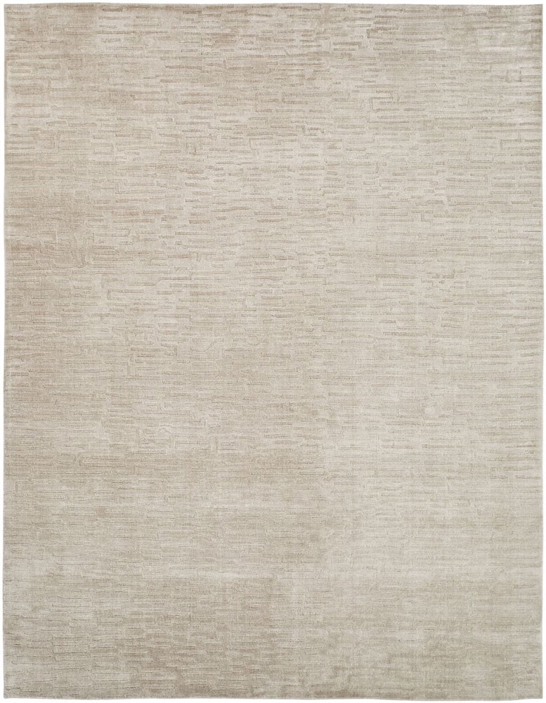 Handmade Beige Linen and Wool Geometric Area Rug 8' x 10'