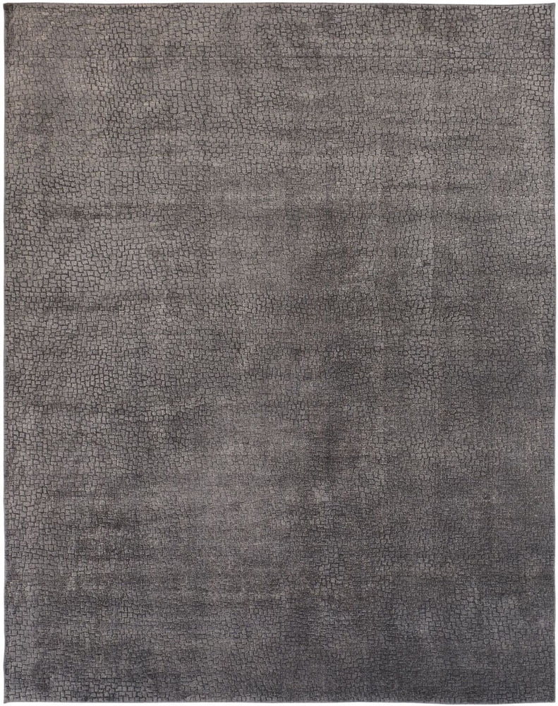Handmade Dark Grey Wool and Viscose Rectangular Area Rug