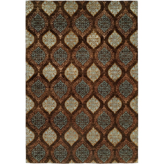 Kalaty Royal Manner Derbysh Area Rug RM-736 Brown Bulbs Curves 2' 6" x 10' Rectangle