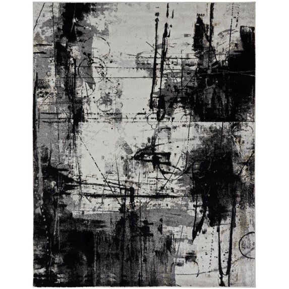 Kalaty Solstice Area Rug SC-059 Black / Zinc Distressed Cracked 2' x 3' Rectangle