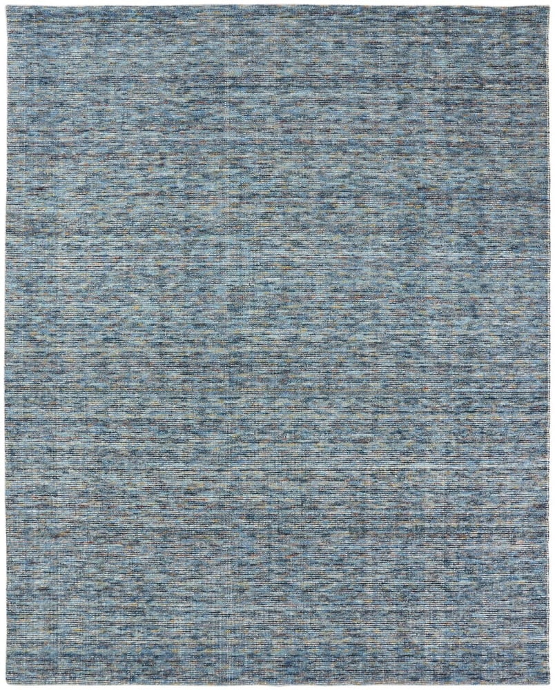 Handmade Blue Wool and Viscose Rectangular Area Rug