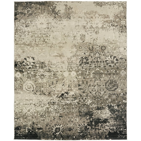Kalaty Theory Area Rug TY-677 Granite Greys Petals Faded 5' 5" x 7' 7" Rectangle
