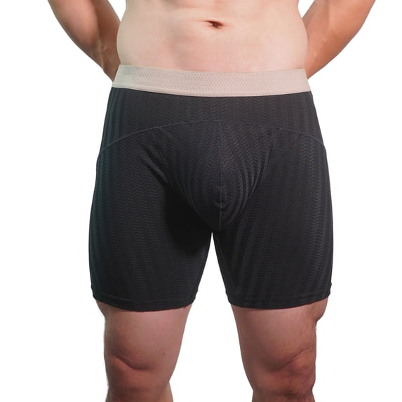 Kalauyu Boxer Briefs for Men Breathable Mesh Long Leg Underwear, Quick Dry Stretch Trunks with Contour Pouch for Men