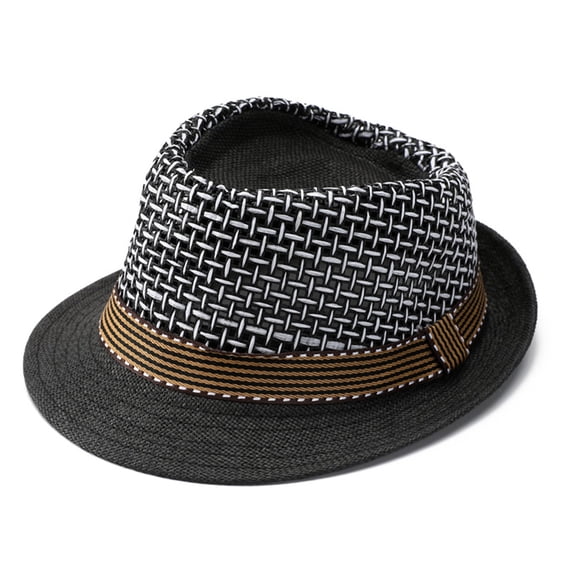 Kalauyu Breathable Formal Hat for Men Texture with Contrast Trim Band Fits Most Woven One Size