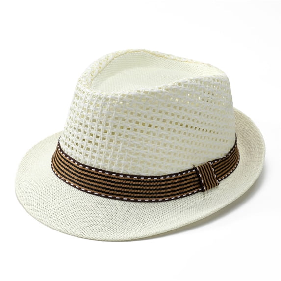 Kalauyu Breathable Formal Hat for Men Texture with Contrast Trim Band Fits Most Woven One Size