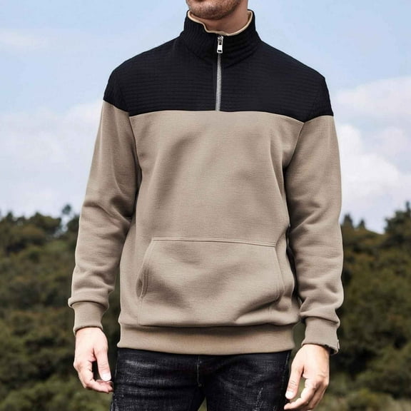 Kalauyu COOFANDY Quarter Zip Pullover Men Long Sleeve Sweatshirts for Men Fleece Sweater Fall