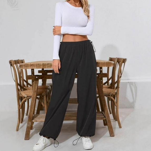 Kalauyu Cargo Pants for Women High Waisted Casual Pants Baggy Stretchy Wide Leg Y2K Streetwear