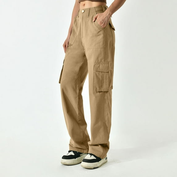 Kalauyu Cargo Pants for Women High Waisted Casual Pants Baggy Stretchy Wide Leg Y2K Streetwear