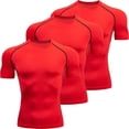 thumbnail image 1 of Kalauyu Compression 3PC Short Sleeve for Men T Shirts Quick Dry Stretchy Athletic Workout Tops Moisture Workout Gym Dry Fit Short Sleeve T Shirts, 1 of 5