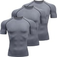 thumbnail image 1 of Kalauyu Compression 3PC Short Sleeve for Men T Shirts Quick Dry Stretchy Athletic Workout Tops Moisture Workout Gym Dry Fit Short Sleeve T Shirts, 1 of 6