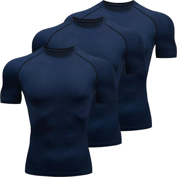Kalauyu Compression Short Sleeve for Men T Shirts Quick Dry Stretchy Athletic Workout Tops Moisture Wicking Gym Tees