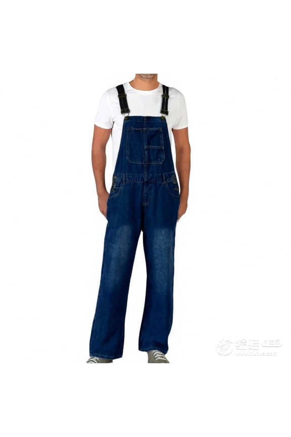 Denim Bib Overalls for Men, Jean Fashion Casual Overalls, Relaxed fit Utility Workwear with Pockets