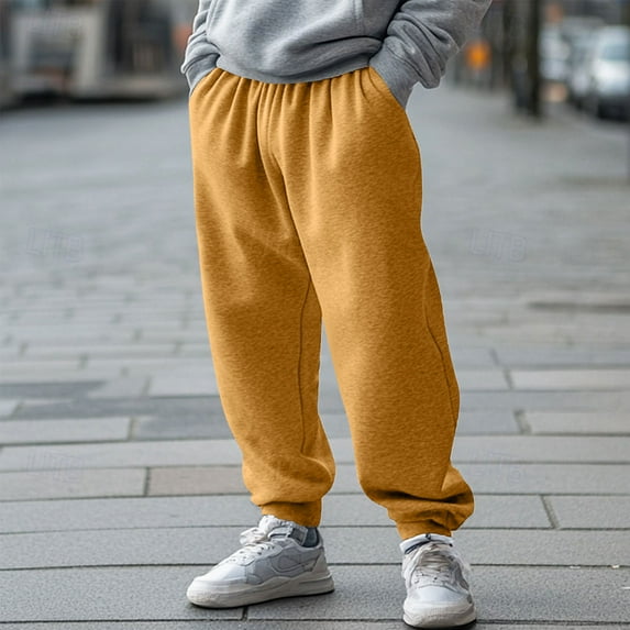 Kalauyu Joggers Pants for Men Tapered Solid Color Casual Elastic Waistband Drawstring Pocket Swatpants Pants