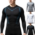 thumbnail image 1 of Kalauyu Long Sleeve Compression Sport Shirts for Men Print Moisture Wicking Quick Dry Athletic Gym Base Layer Tops, 1 of 5