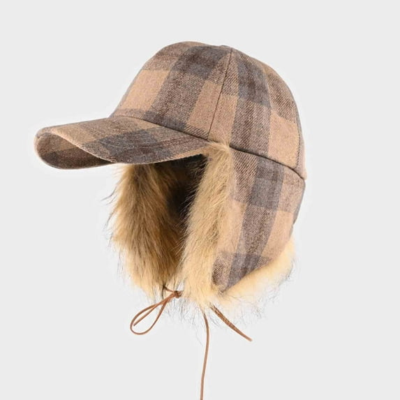 Kalauyu Men Hat Winter Russian Hat with Faux Fur Earflap Hat Windproof for Skiing