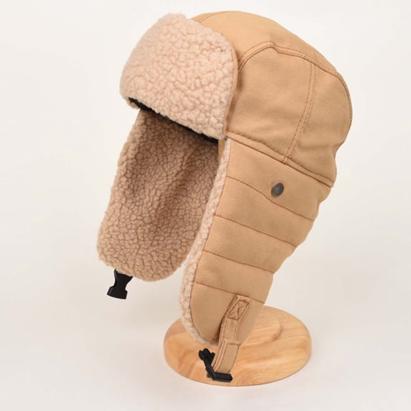 Kalauyu Men Hat Winter Russian Hat with Faux Fur Earflap Hat Windproof for Skiing