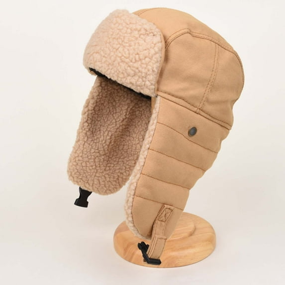 Kalauyu Men Hat Winter Russian Hat with Faux Fur Earflap Hat Windproof for Skiing