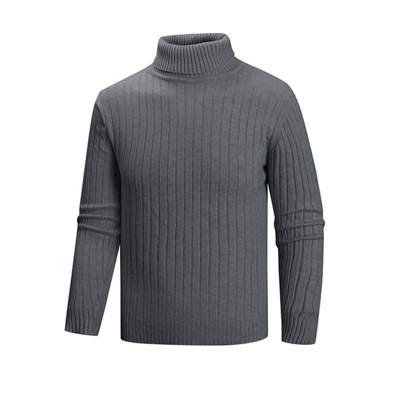 Kalauyu Men Turtleneck Sweater Long Sleeve Cable Knit Sweaters Slim Fit Mock Neck Twisted Pullover