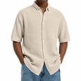 thumbnail image 1 of Kalauyu Men Waffle Button Down Shirt Casual Short Sleeve Summer T Shirt Tee Top Beach Lapel Shirt, 1 of 6