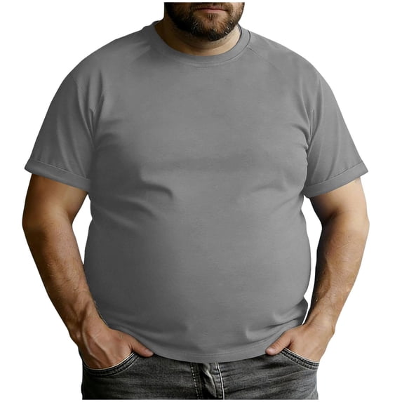 Kalauyu Men's Big and Tall T-Shirts Round Neck Raglan Short Sleeve Tees Plus Size Loose Fit Casual Basic Tops Summer